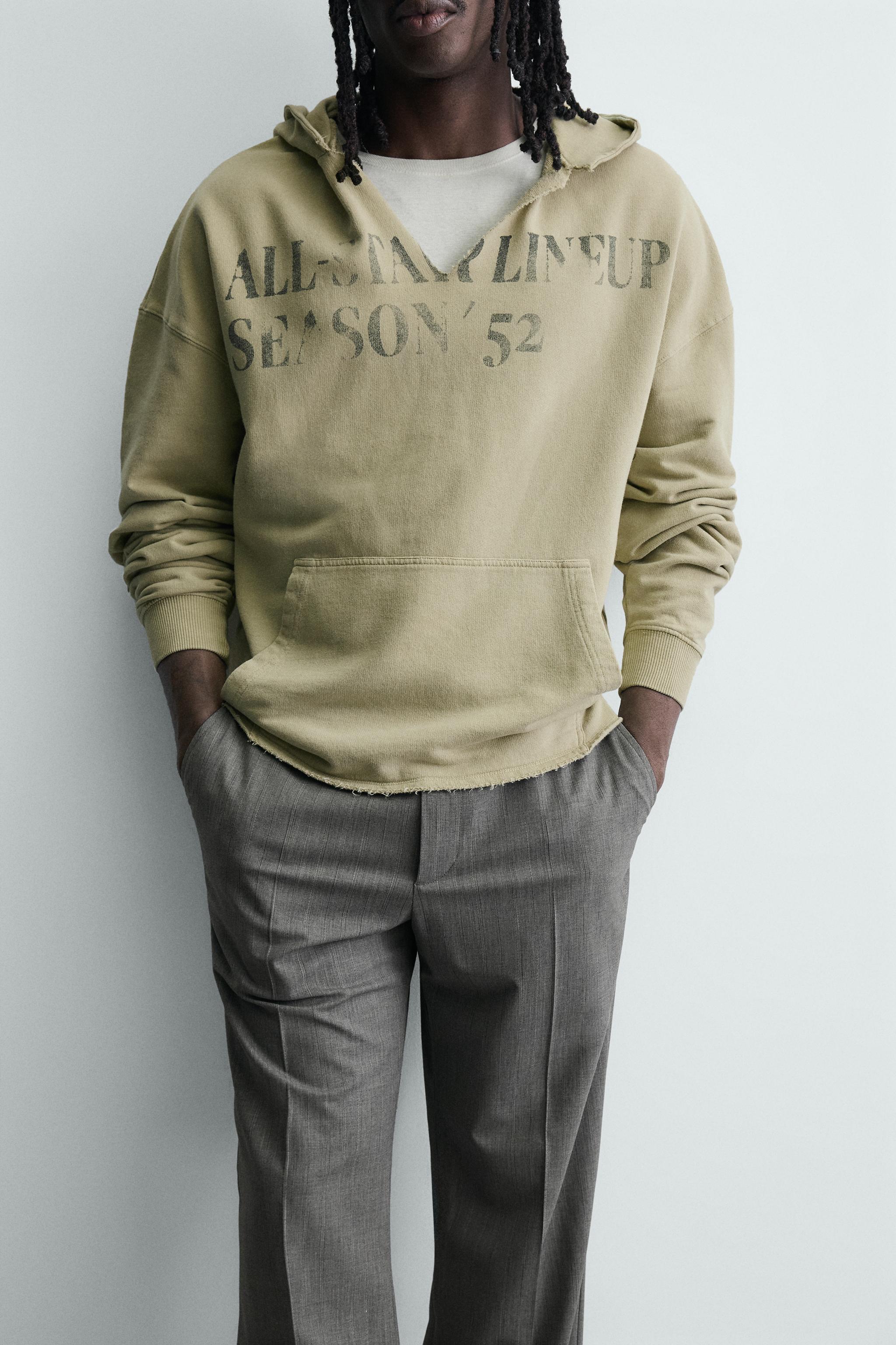 WASHED PRINTED TEXT SWEATSHIRT
